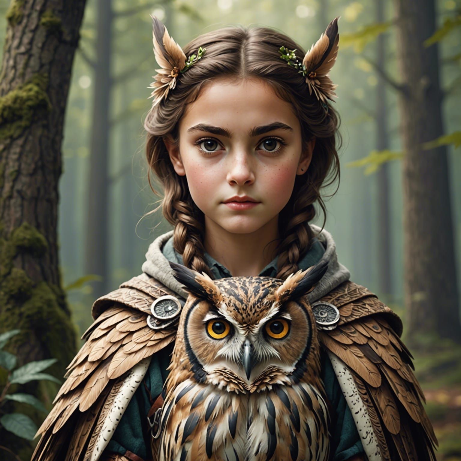 Cute Owl-Human Hybrid Digital Art