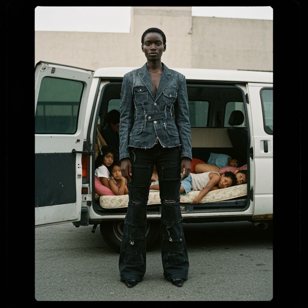 Dystopian Los Angeles: Homeless Family in Cinematic Style