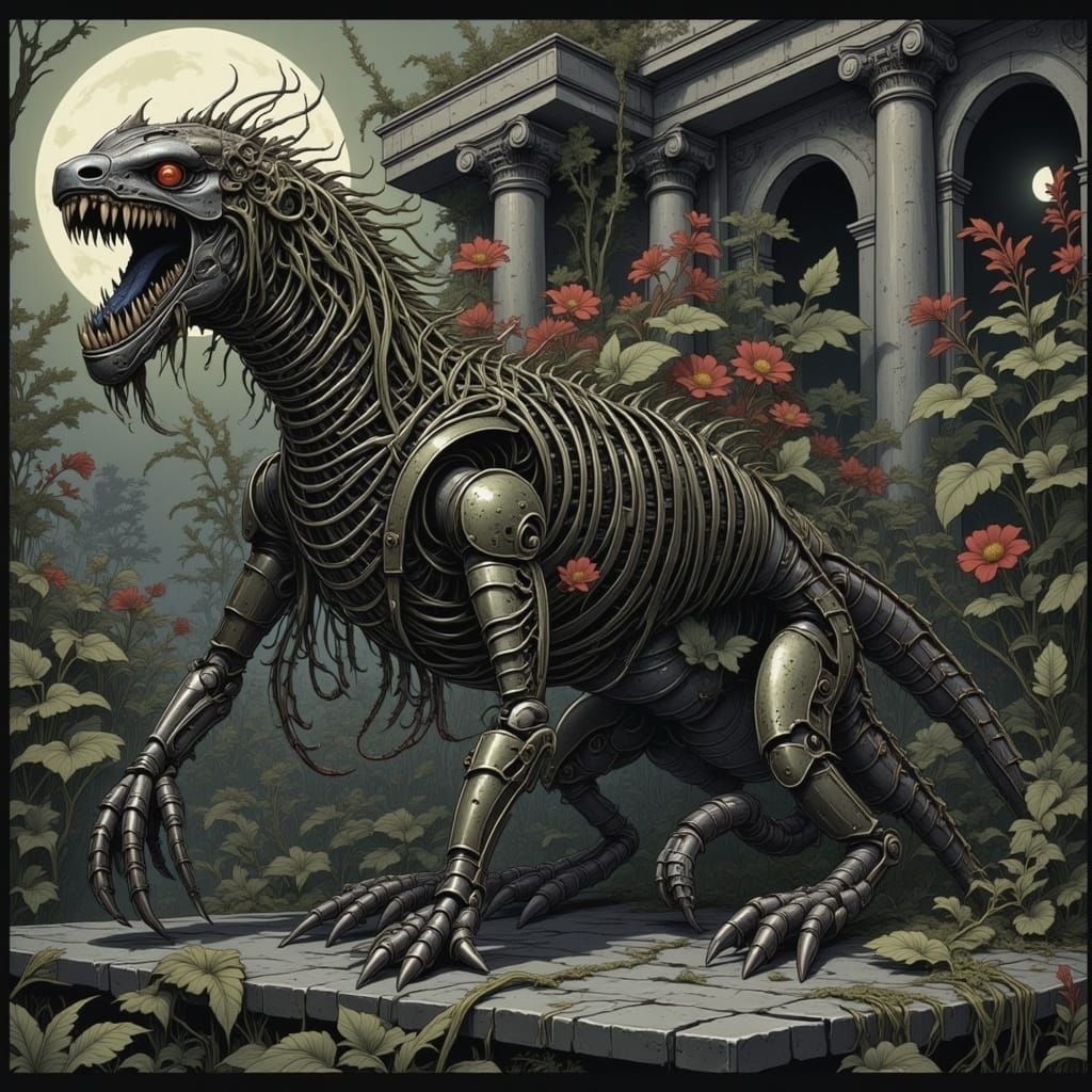 Biomechanical Aquatic Creature in Giger Style