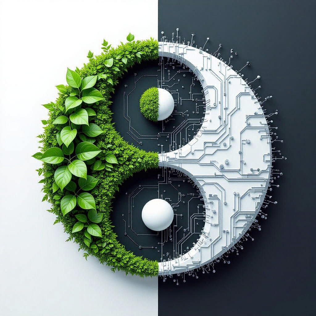 Nature and technology opposite