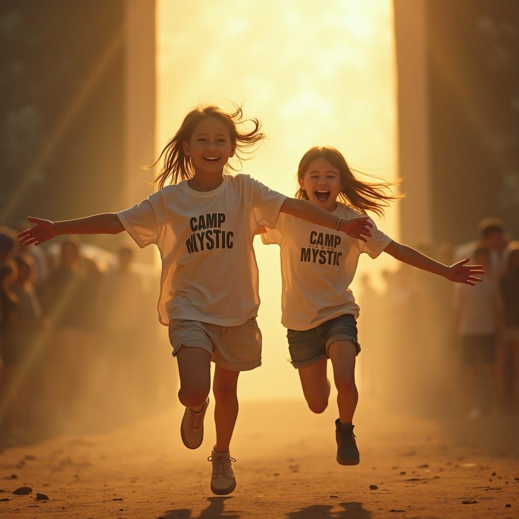 Girls Embracing Jesus at Heaven's Gate