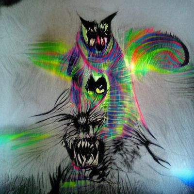 Eerie Shadow Cat in Gothic Psychedelic Style