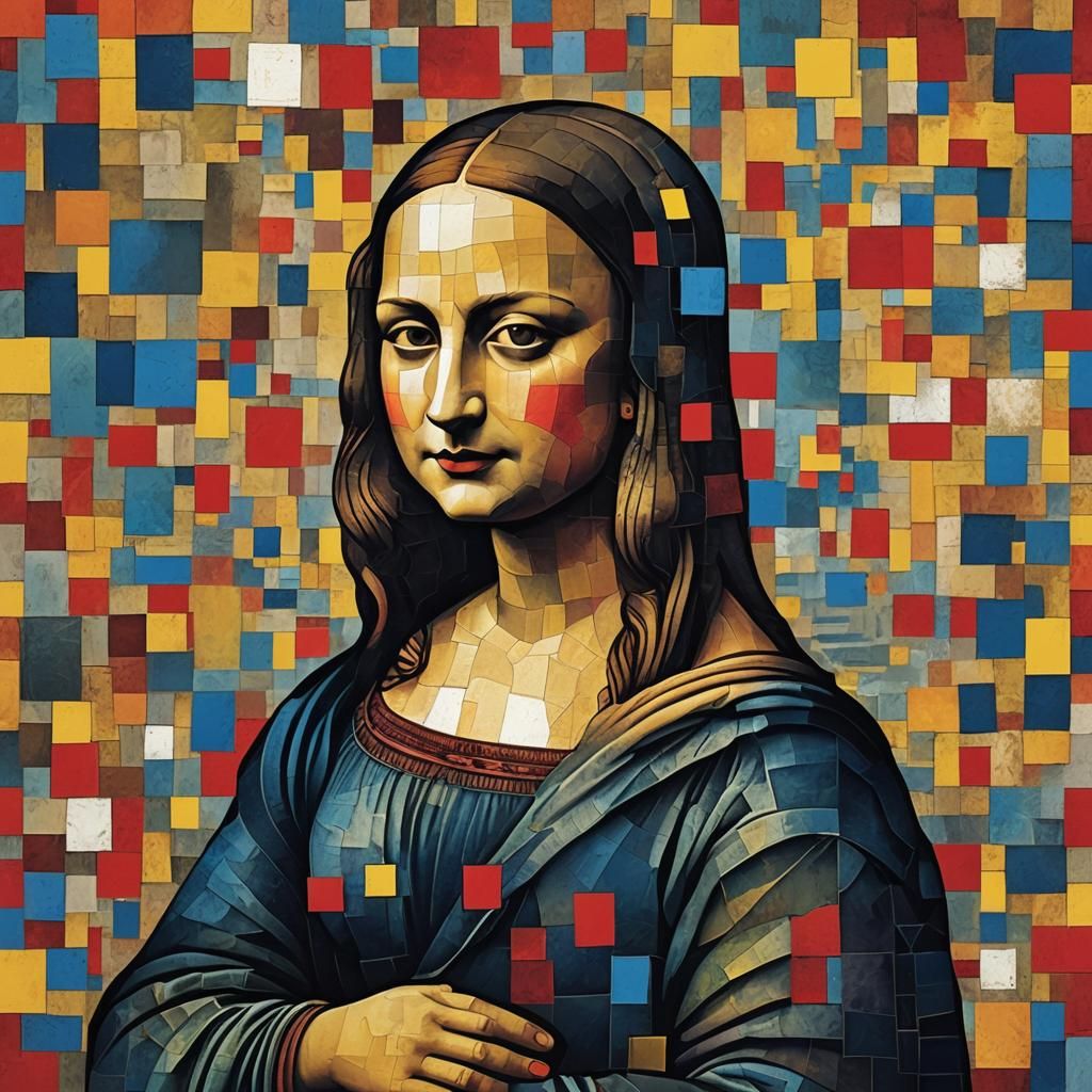Mona Lisa Reimagined in Paul Klee Style