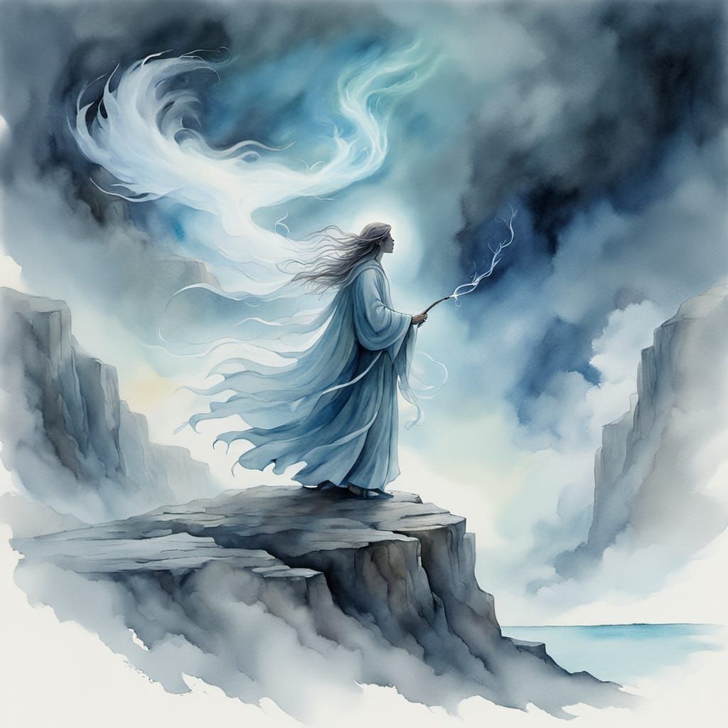 Spectral Spirit Musician on Windswept Cliff