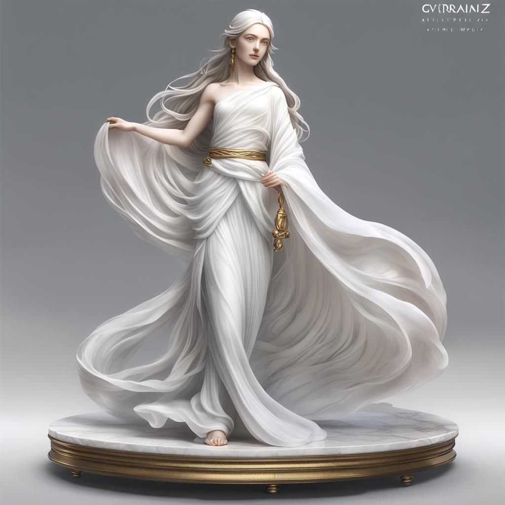 Elegant Marble Woman Figurine in Digital Art Style