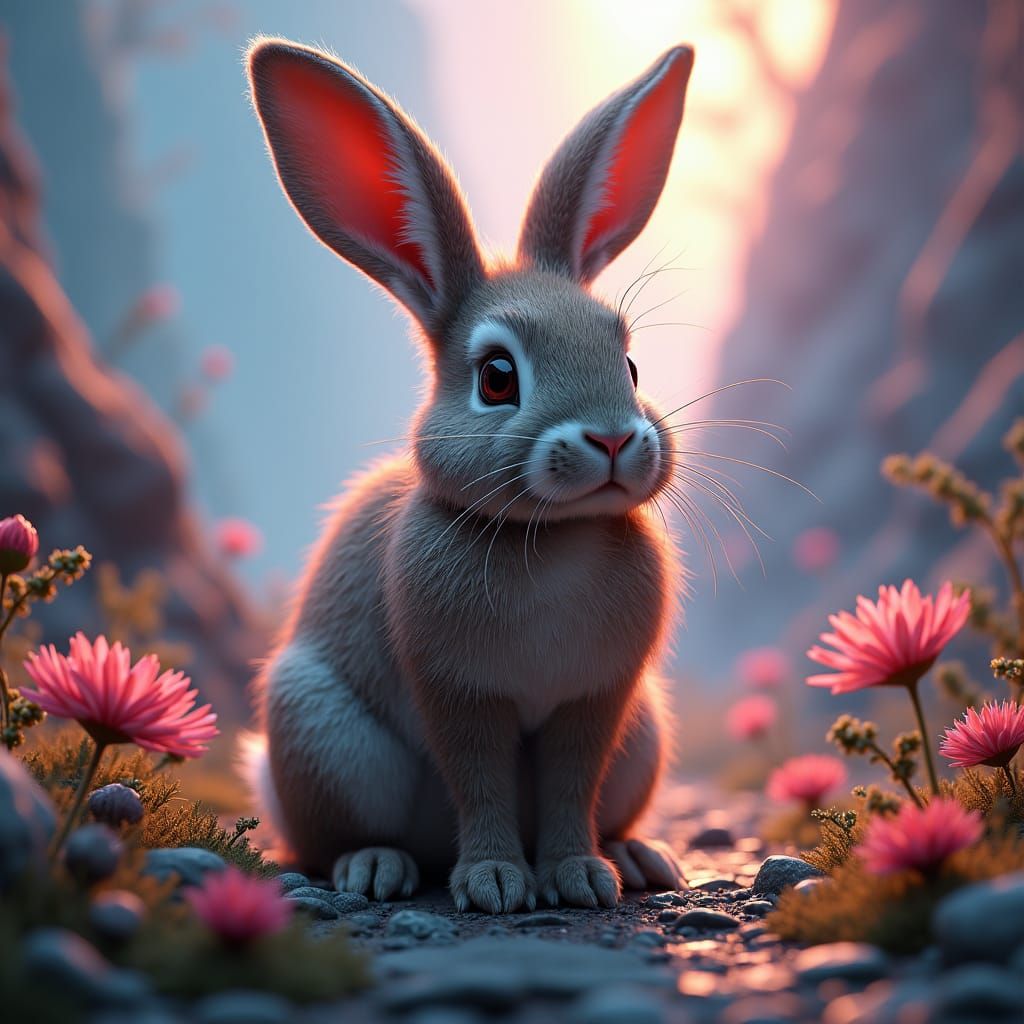 Majestic Bunny Rabbit in Fantasy Landscape