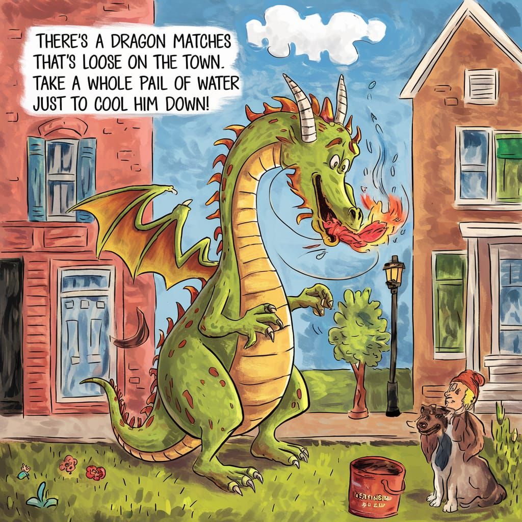 There's a dragon with matches that's loose on the town
Take ...