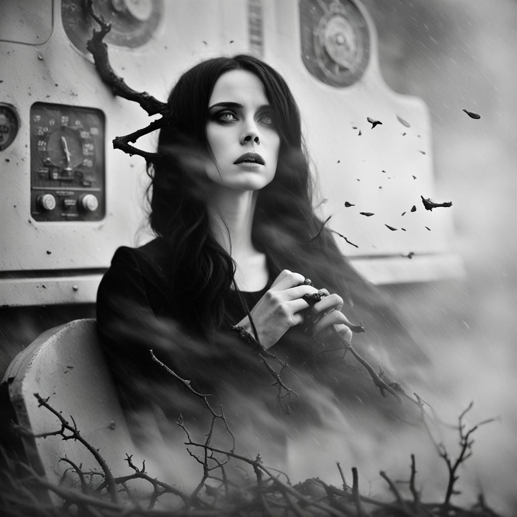 Surreal Graveyard Beach with Neon Lights