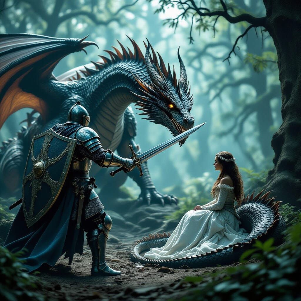 Knight vs Dragon Rescue in Mystical Forest
