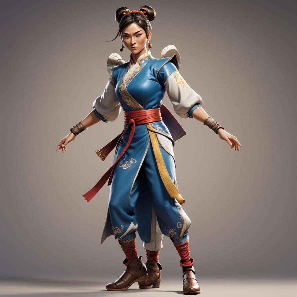Chun-Li Strikes a Kung-Fu Pose in Pixar Style