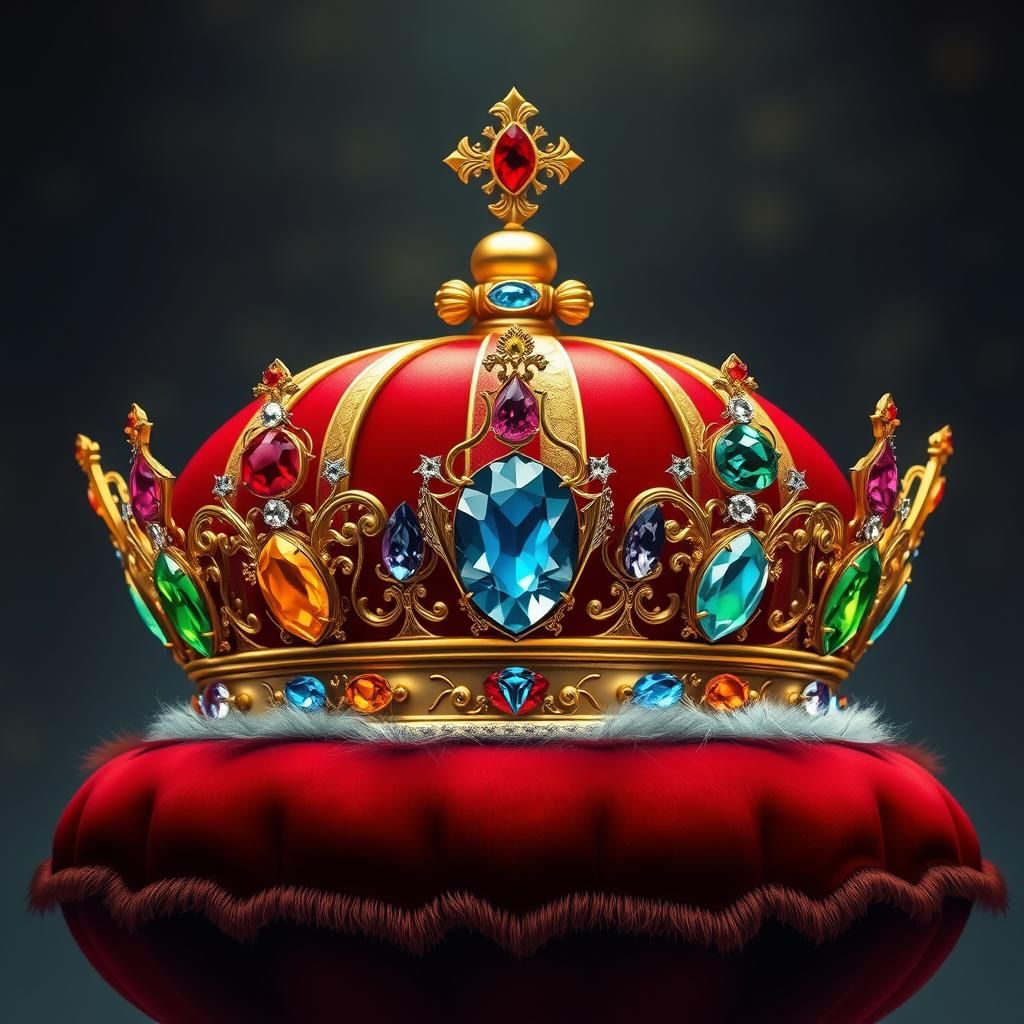 Majestic Crown with Gems in Baroque Style