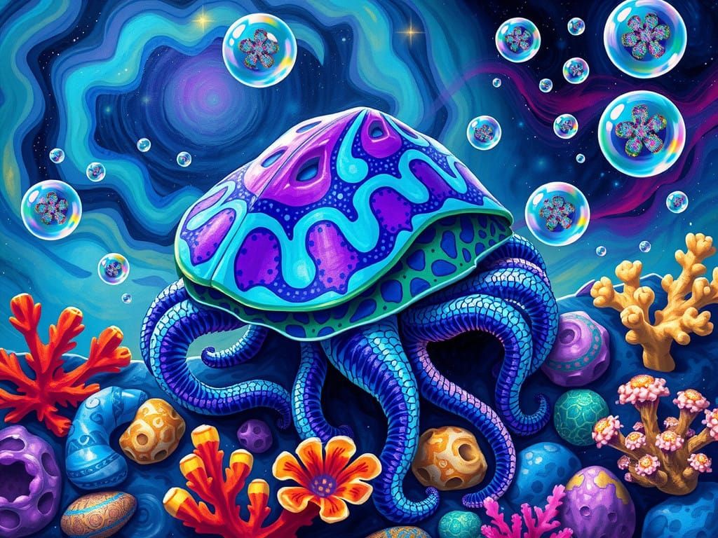 Surreal Underwater Universe with Electric Blue Yabby