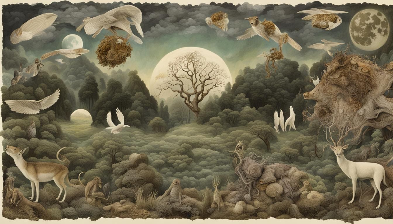 Mystical Creatures Soaring Through Starry Galaxy