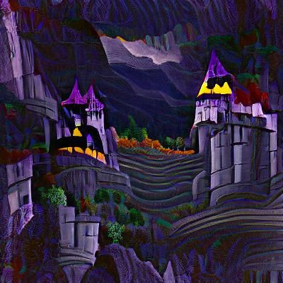 Dark Castle on a Mountain Peak
