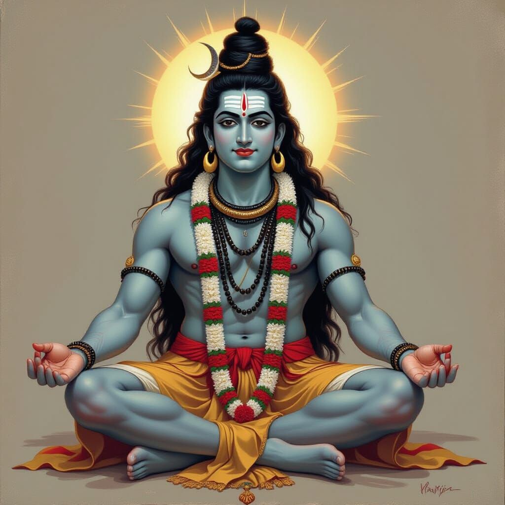 Lord Shiva in Ornate Underwear, Classical Indian Style