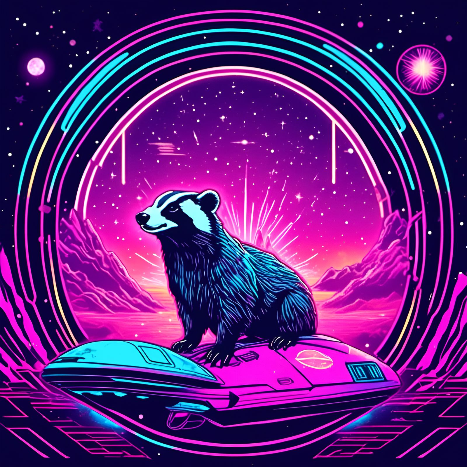 Badger on his way to a synthshow