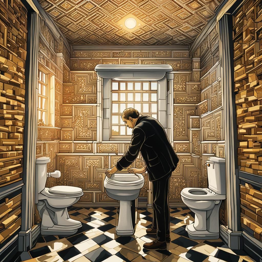 Surreal Impossible Geometry Toilet in Dutch Masters Style