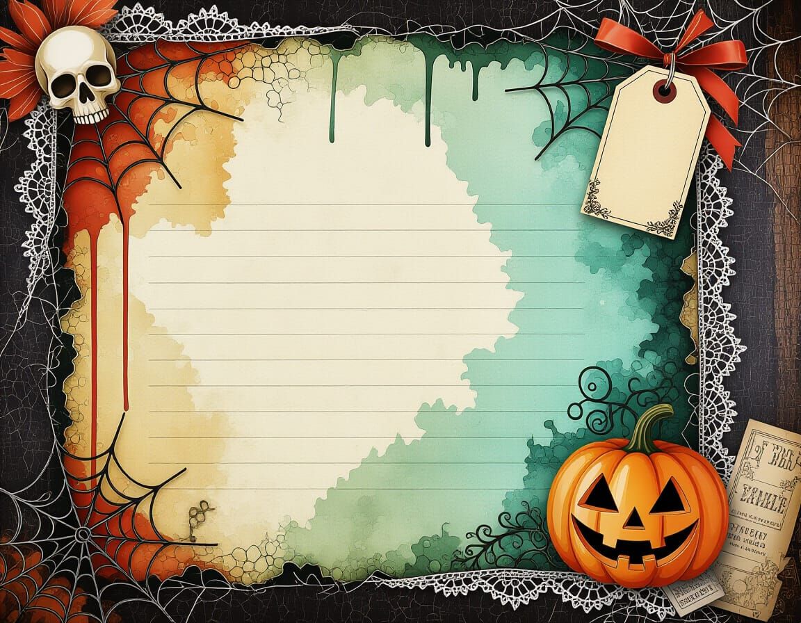 Halloween Scrapbook Page with Mixed Media Elements