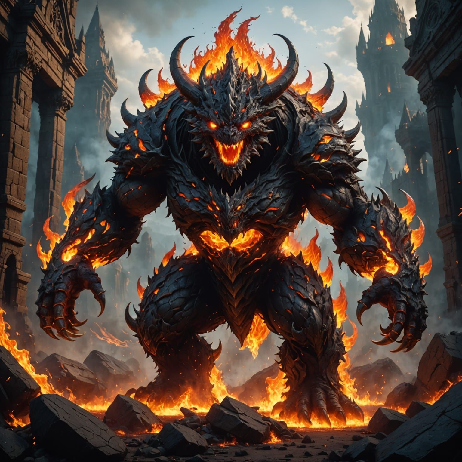 Detailed Fire Magma Monster Concept Art