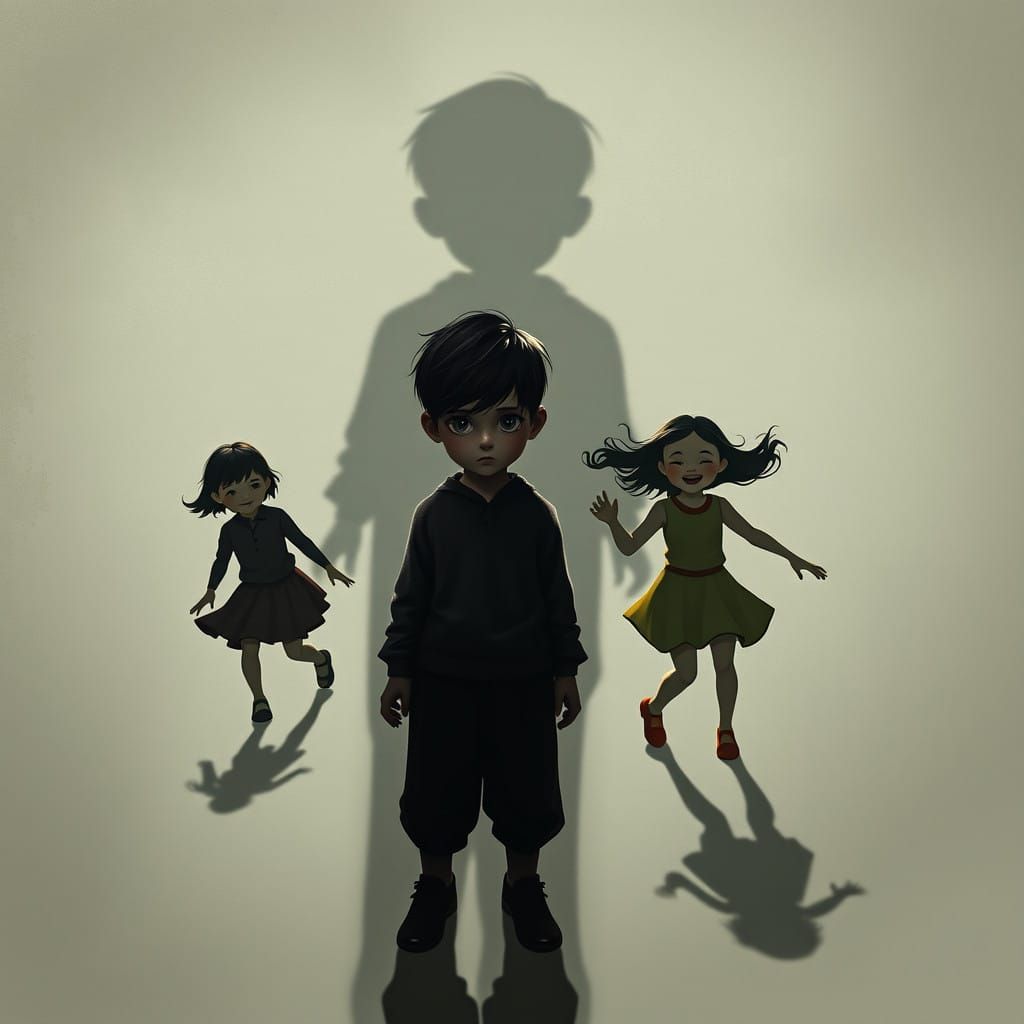 Melancholic Youth in Shadowy Isolation