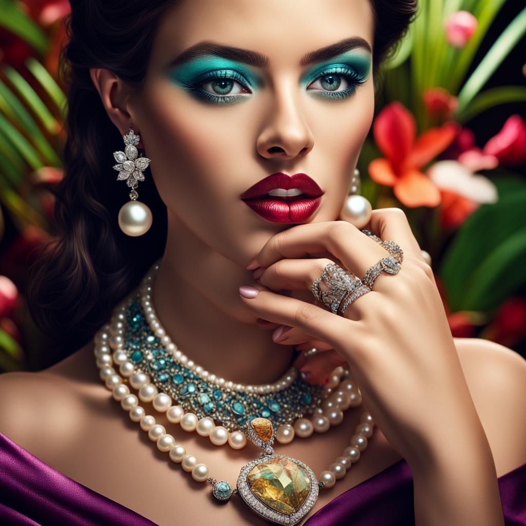 Exquisite Jewellery with Glowing Accents in Hyperrealistic D...
