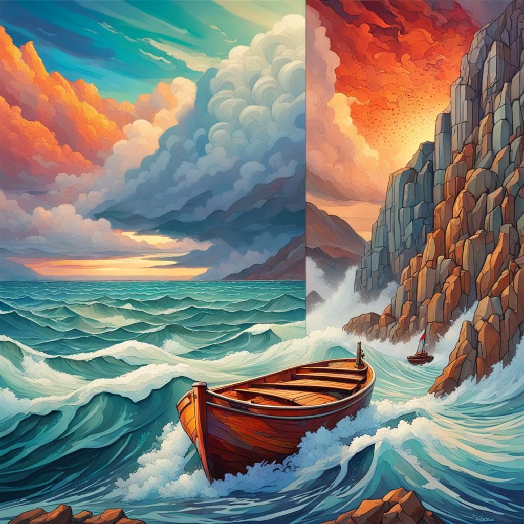 Contrasting Seascapes: Storm and Calm in Art Nouveau