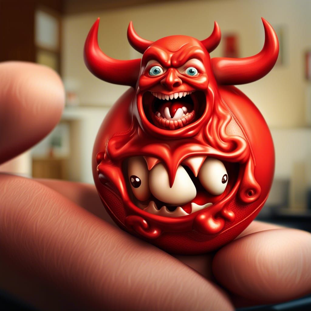 Hyperrealistic Kinder Surprise with Devil Inside