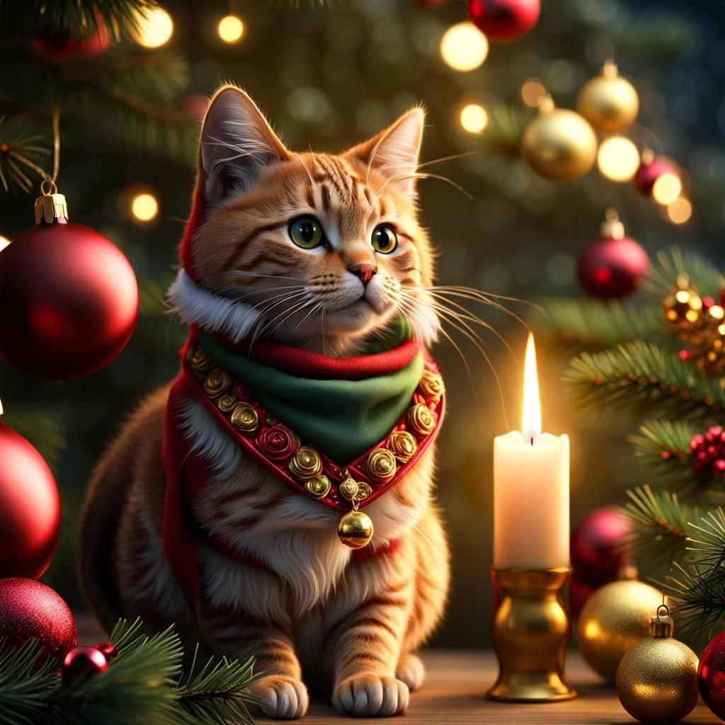 Magical Christmas Cat Inspired by Beatrix Potter