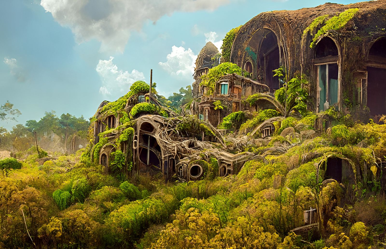 Jungle House: Post-Apocalyptic Dystopian Fantasy Illustratio...