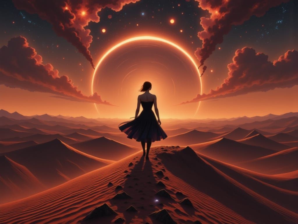 A follower sifts the sand of a desert land