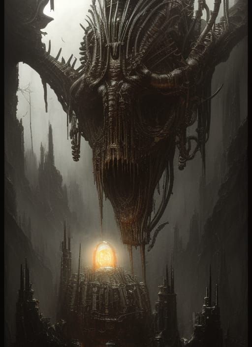 Biomechanical Dark Lord in Steampunk Style