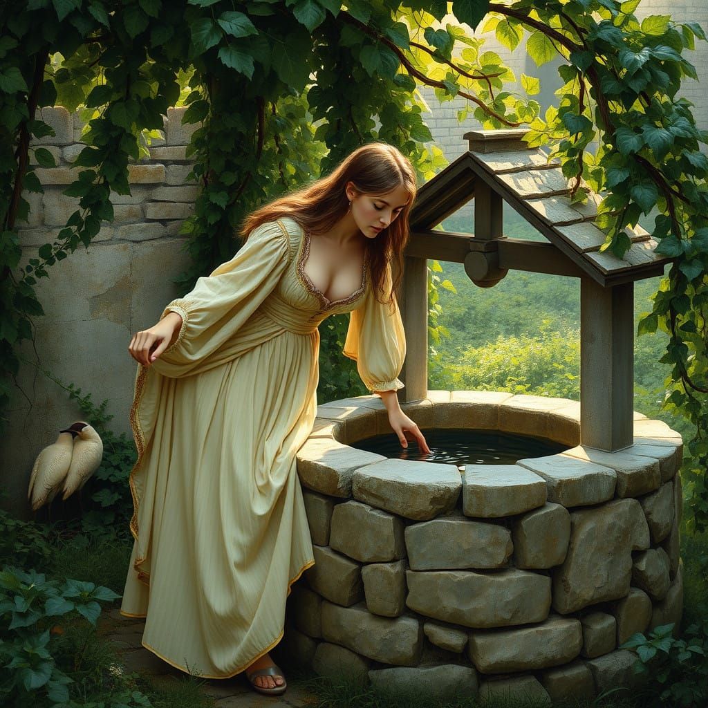 Ethereal Renaissance Lady at the Ancient Well