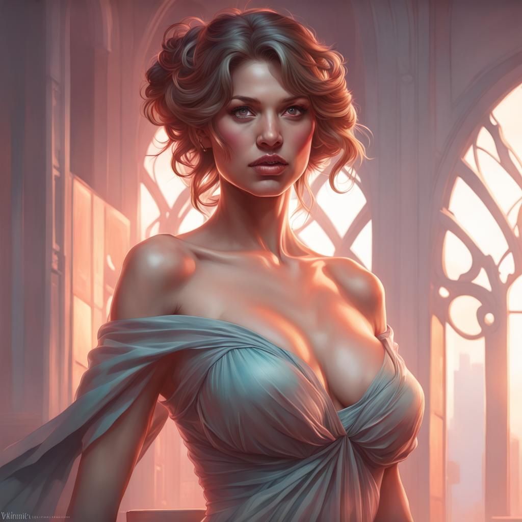 Detailed Portrait of Woman with Dynamic Lighting