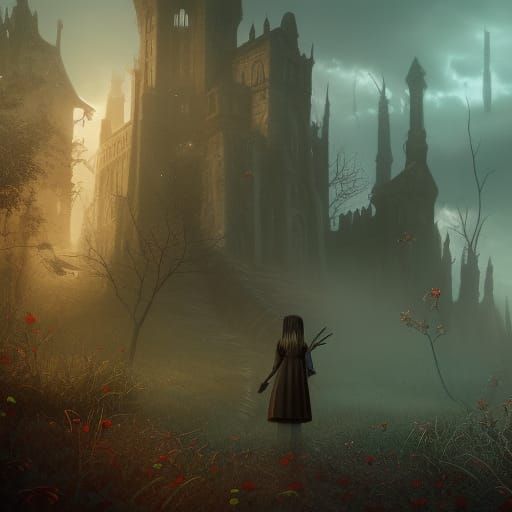 Wednesday Addams with Hide: Detailed Matte Painting