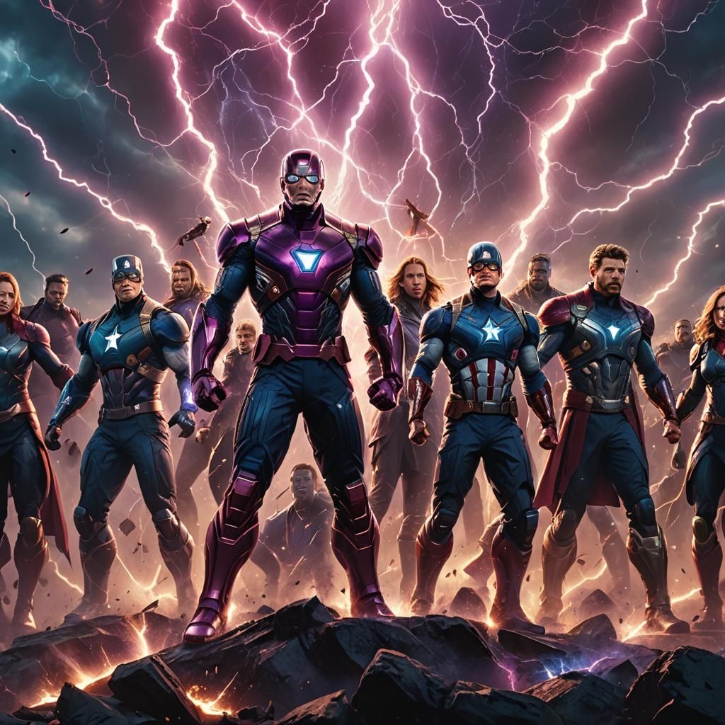 Avengers Unite in Fantasy Battle Scene