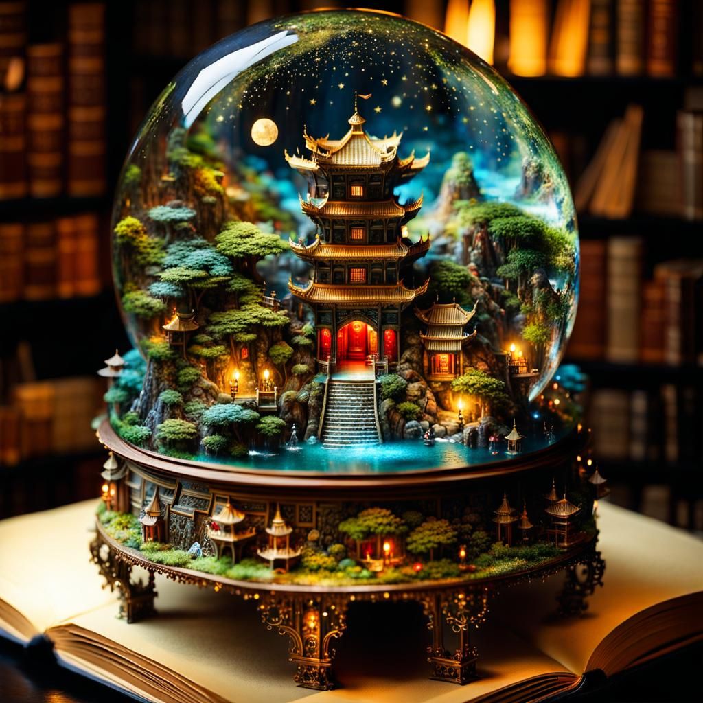 Intricate Gemstone Dragon Protects Book Wonderland