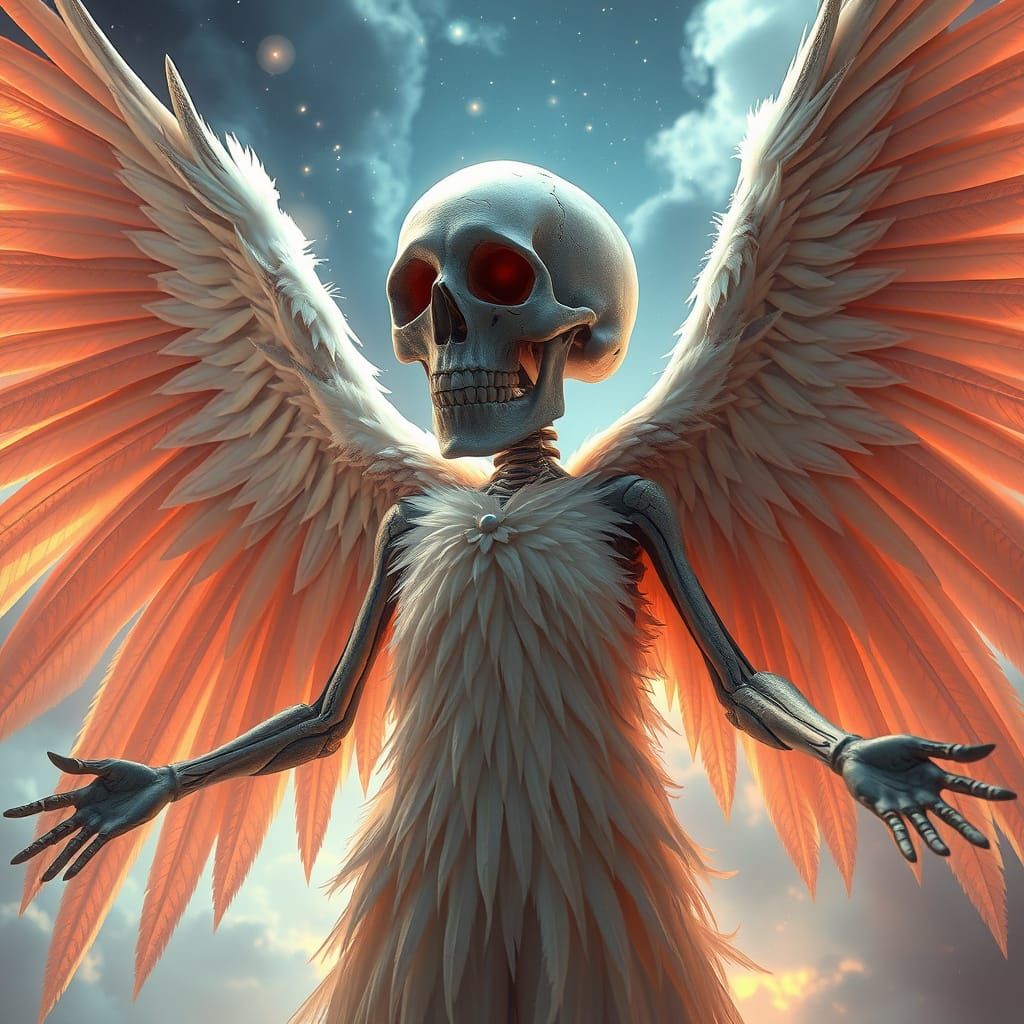 Angelic Skull Emerges in Dreamlike Fantasy