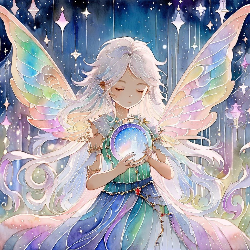 Whimsical Fantasy Fairy Portrait in Soft Pastel Colors