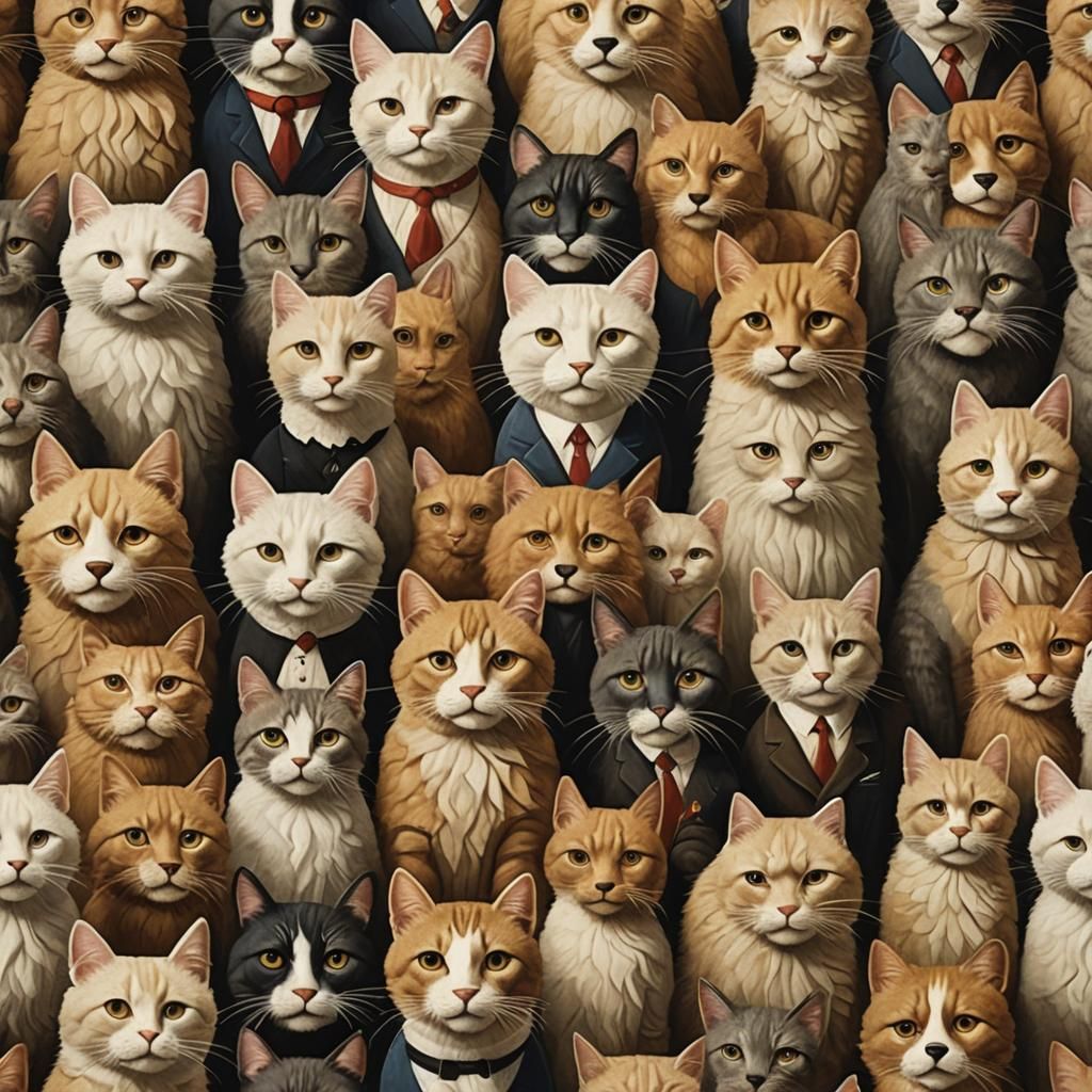 Cats and Dogs in American Regionalist Style