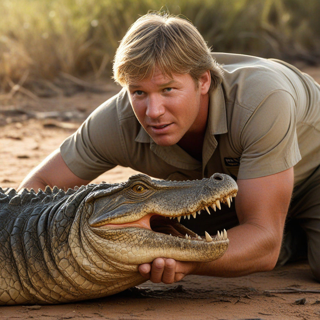 Wild Australian Outback Crocodile Wrestling in Earthy Tones