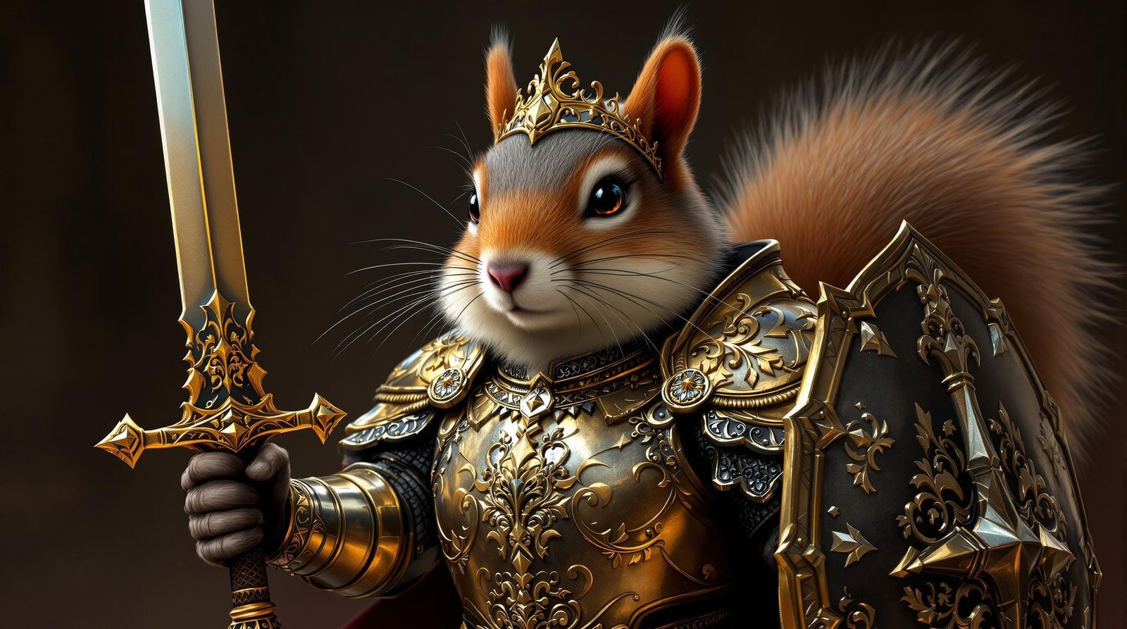 Majestic Squirrel Paladin in Baroque Armor
