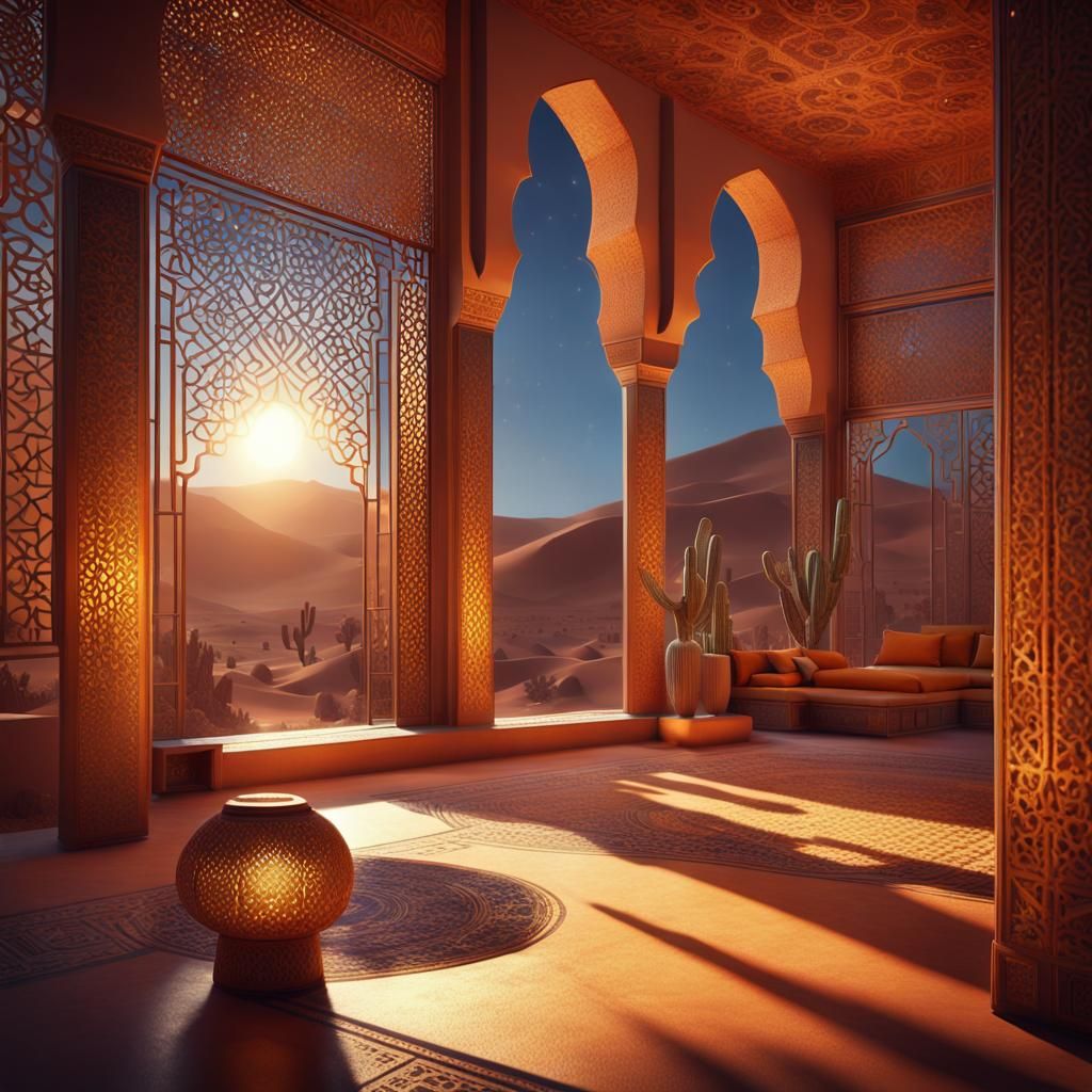 Modern House in Marrakesh Desert Concept Art