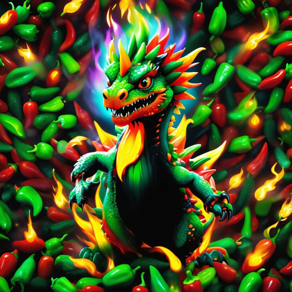 Fiery Jalapeño Dragon in Whimsical Candyland