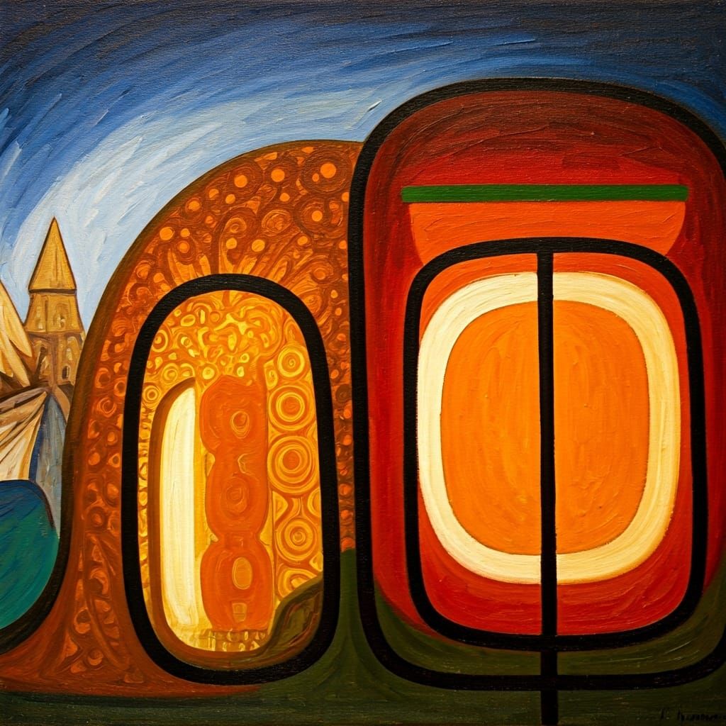 Fairytale Good and Evil in Abstract Cubist Style