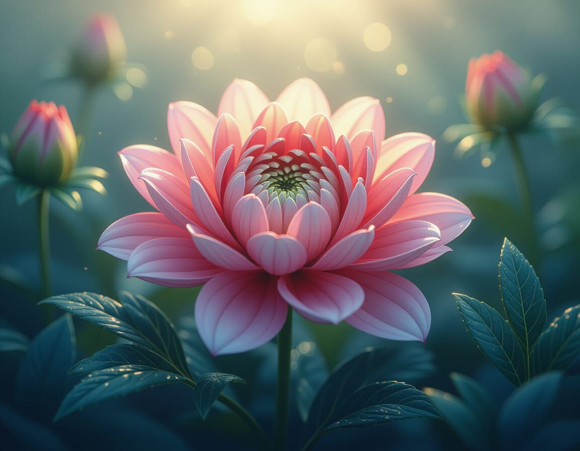 Exotic Flower in Charcoal Drawing Style