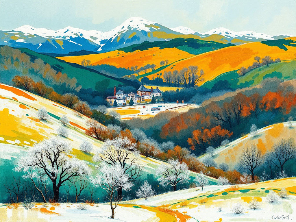 Welsh Winter Landscape in Abstract Expressionist Style