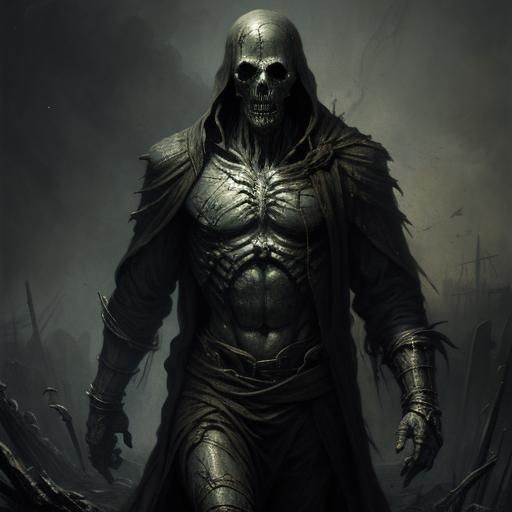 Horror Stick Figure in Engraving Style