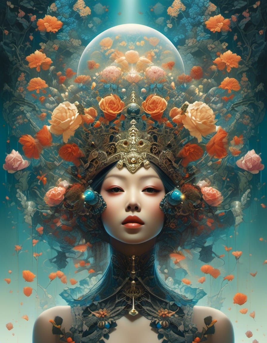 Mystical X-Ray Portrait of Asian Assassin