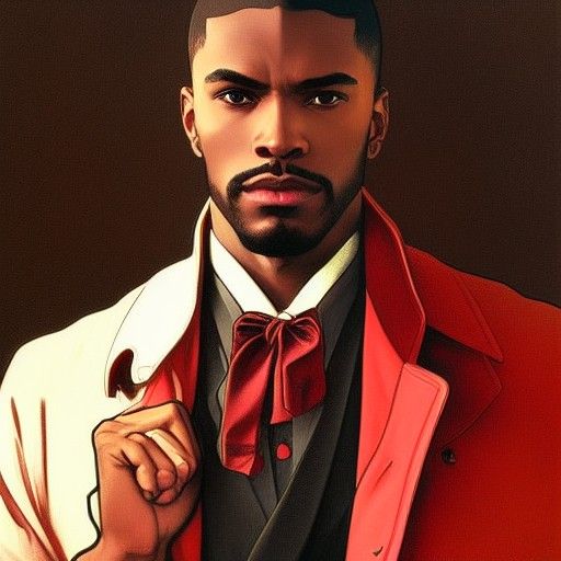Man in Red Trench Coat: Art Nouveau Portrait