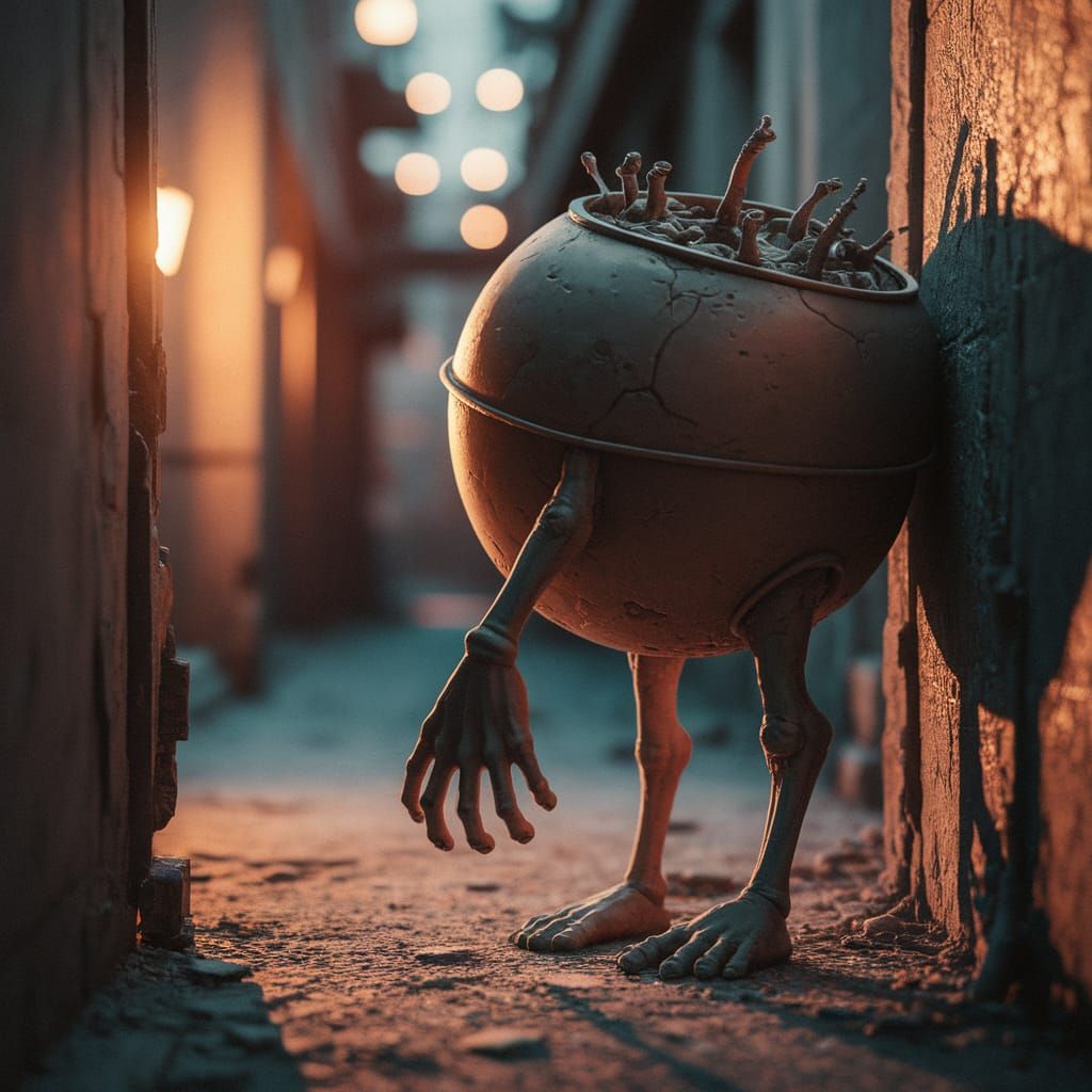 Disturbing Dystopian Abomination in a Dark Alleyway